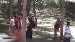 Pattaya Beach Walk NASTY MILF jerks me off coupled with I cum into her drag one's feet mouth for 500 Baht
